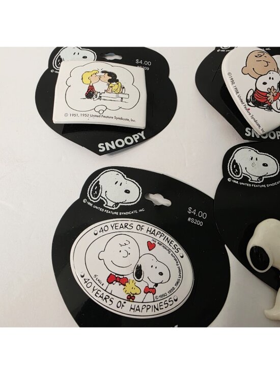 5 Vtg Snoopy Charlie Brown Lucy Lionel Woodstock Hair Clips Barrette Oval Heart main image 6